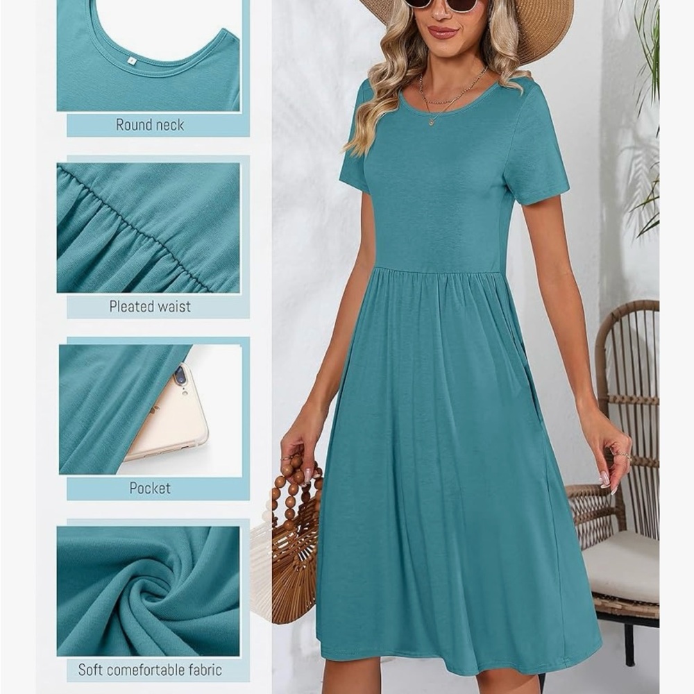 NWT  Short Sleeve Knee Length T-Shirt Dress with Pockets
